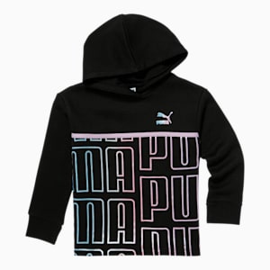 Graphic Injection Little Kids' Fleece Hoodie, PUMA BLACK/MULTI, extralarge