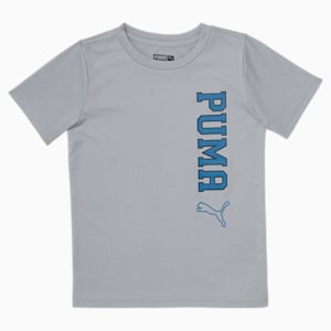 PUMA Collegiate Logo Little Kids' Tee, LIGHT HEATHER GREY