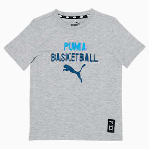 Camiseta estampada para básquetbol PUMA de niño pequeño, LIGHT HEATHER GREY
