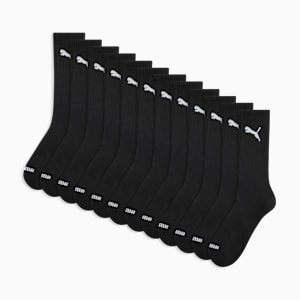 PUMA Men's Half-Terry Crew Socks (6 Pairs), BLACK / WHITE, extralarge