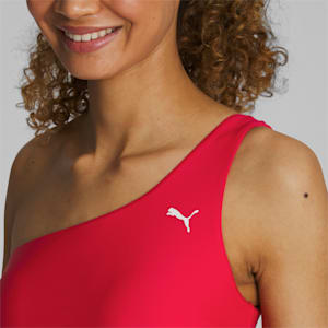 Parte superior de bikini con un hombro al aire Pride We Are Everywhere para mujer, ROJO