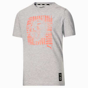 Basketball Big Kids' Tee, LIGHT HEATHER GREY, extralarge