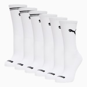 Women's Half-Terry Crew Socks (6 Pack), WHITE / BLACK, extralarge