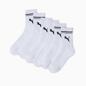 Women's Half-Terry Crew Socks (3 Pairs), WHITE / BLACK, extralarge
