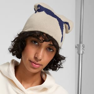 Long Knit Beanie, CREAM/BLUE, extralarge