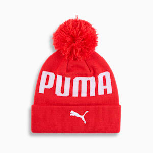 PUMA Pom Pom Kids' Beanie, BRIGHT RED, extralarge