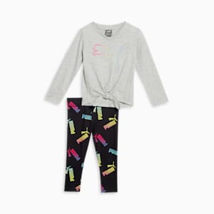 Outline Long Sleeve Two-Piece Toddlers' Set, LIGHT HEATHER GREY, extralarge
