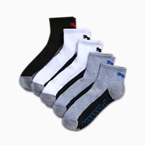 Men's Half-Terry Quarter-Length Crew Socks (3 Pairs), GREY / BLUE, extralarge