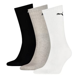 PUMA Unisex Crew Socks 3 Pack, white-grey-black
