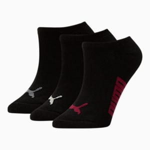 Women’s Invisible No Show Socks (3 Pack), BLACK / RED