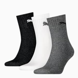 PUMA Unisex Short Crew Socks 3 Pack, grey/white/black