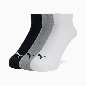 ユニセックス クォーター ソックス プレーン 3足セット, white / grey / black, extralarge-JPN
