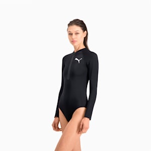PUMA Swim Women's Long Sleeve Surf Suit, black