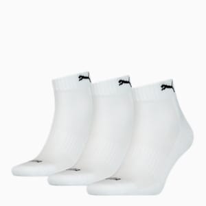 PUMA Unisex Cushioned Quarter Socks 3 Pack, white