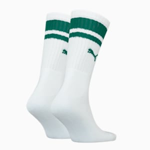 PUMA Unisex Crew Heritage Stripe Socks 2 Pack, white / green
