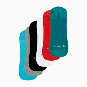 PUMA Footie Socks Pack of 6, Puma Black/ Scuba Blue/ DGH/ Parasailaing/ American Beauty/