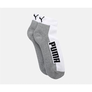 PUMA Logo Cushioned Unisex Quarter Socks Pack of 2, White/ Grey/ Black