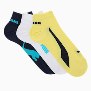 PUMA Lifestyle Quarter Socks Pack of 3, Puma White/ Peacoat/ Celandine