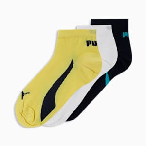 PUMA Lifestyle Quarter Socks Pack of 3, Puma White/ Peacoat/ Celandine