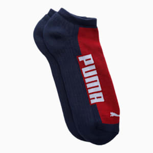 PUMA Cushioned Unisex Sneaker Socks Pack of 2, Peacoat/ Rhubarb, extralarge-IND