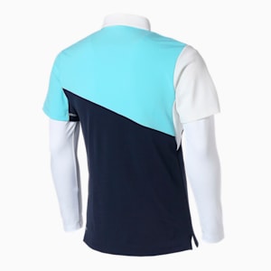 DRYCELL メンズ ゴルフ カラーブロック インナーセット 半袖 ポロ, ANGEL BLUE/BRIGHT WHITE