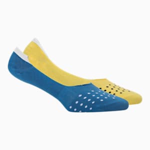 PUMA Graphic Footie Unisex Socks Pack of 2, Star Sapphire/ Yellow