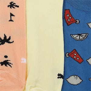PUMA Seasonal Graphic Kids Sneaker Socks Pack of 3, Peach Cobbler/ Star Sapphire/ Yellow Pear