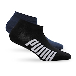PUMA Unisex Sneaker Socks Pack of 2, Black-Peacoat