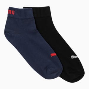 PUMA Unisex Plain Quarter Socks Pack of 2, Peacoat/Black