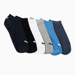 PUMA Unisex Plain Sneaker Socks Pack of 6, White/ Black/Navy/m grey/strong blue/denim
