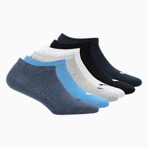 PUMA Unisex Plain Sneaker Socks Pack of 6, White/ Black/Navy/m grey/strong blue/denim