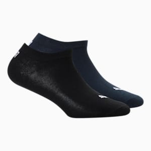 PUMA Unisex Plain Sneaker Socks Pack of 2, Black/ Navy