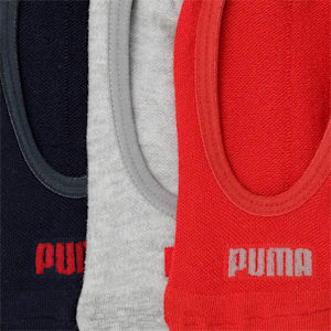 PUMA Footie Unisex Socks Pack of 3, Peacoat/ High risk Red / light grey heather