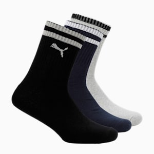 PUMA Unisex Ankle Length Socks Pack of 3, Black/ Navy/ Grey