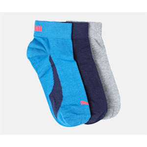 PUMA Lifestyle Women's Quarter Socks Pack of 3, Blue/ Grey/ navy