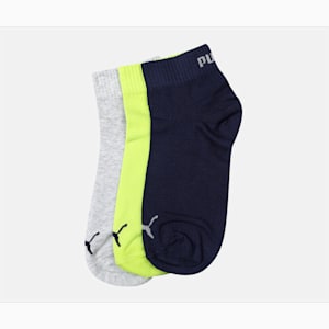 PUMA Unisex Plain Quarter Socks Pack of  3, lime punch