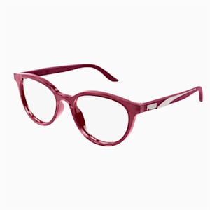 PUMA Round Optical Women's Glasses, BURGUNDY-BURGUNDY-TRANSPARENT