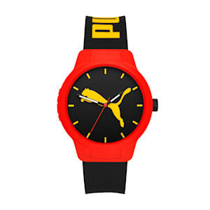 Reset V2 Three-Hand Black Polyurethane Watch, RED BLACK