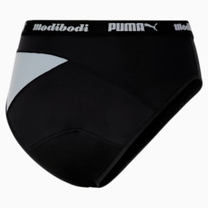 Puma X Modibodi Active Hi Cut Full Women's Brief, Black - Platinum Grey, extralarge