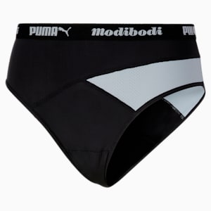Puma X Modibodi Active Hi Cut Full Women's Brief, Black - Platinum Grey, extralarge