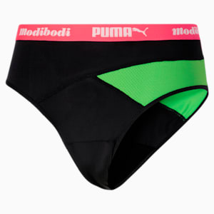 Bragas PUMA x Modibodi Active Hi Cut, Black-Green, extralarge