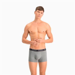 PUMA Basic Men's Trunks 2 Pack, dark grey melange / black