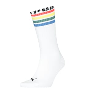Unisex Crew Length Socks (1 Pack), White / Rainbow, extralarge