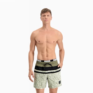PUMA Swim Heritage Stripe Men's Mid-Length Shorts, Forest