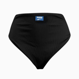 PUMA Swim Ribbed High Waist Women's Bikini Bottom, black combo