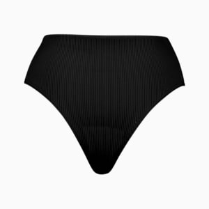 PUMA Swim Ribbed High Waist Women's Bikini Bottom, black combo, extralarge-GBR