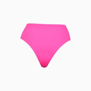 PUMA Swim Ribbed High Waist Women's Bikini Bottom, neon pink