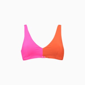 PUMA Swim Women's Colourblock Plunge Top, brown / pink
