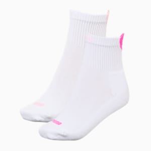 PUMA Women's Heart Short Crew Socks 2 pack, white / pink, extralarge-GBR