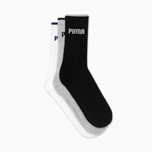 Crew Length Unisex Socks Pack of 3, black / White / Grey, extralarge-IND